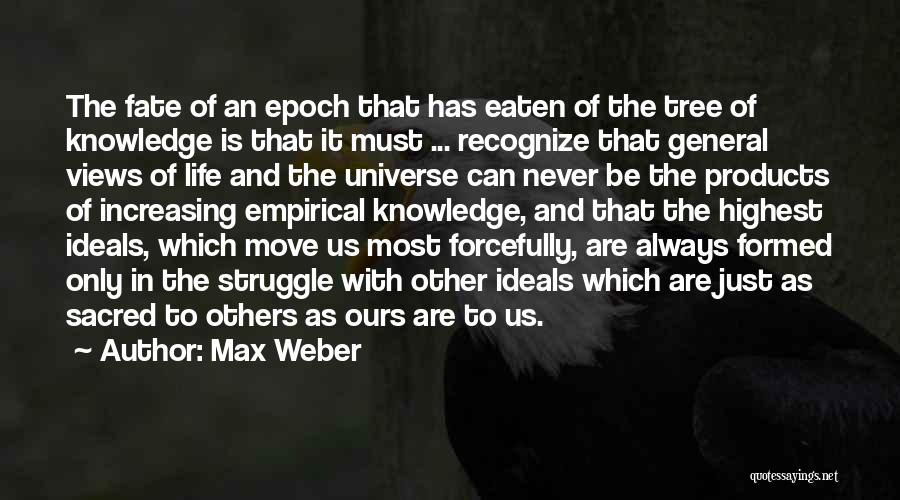 Max Weber Quotes: The Fate Of An Epoch That Has Eaten Of The Tree Of Knowledge Is That It Must ... Recognize That