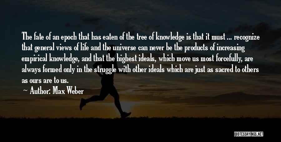 Max Weber Quotes: The Fate Of An Epoch That Has Eaten Of The Tree Of Knowledge Is That It Must ... Recognize That