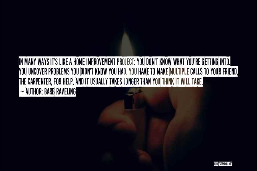 Barb Raveling Quotes: In Many Ways It's Like A Home Improvement Project: You Don't Know What You're Getting Into. You Uncover Problems You