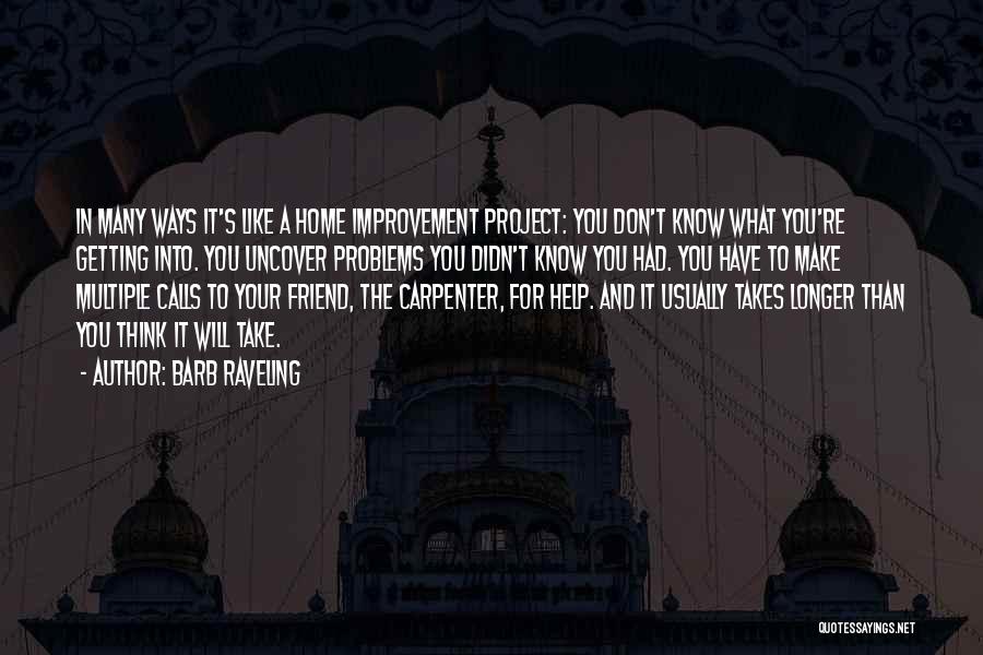 Barb Raveling Quotes: In Many Ways It's Like A Home Improvement Project: You Don't Know What You're Getting Into. You Uncover Problems You