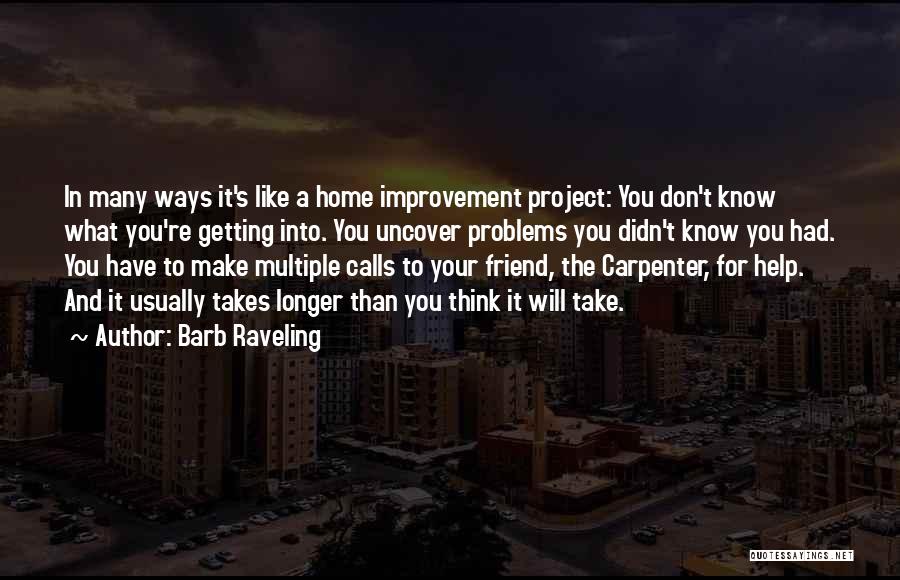 Barb Raveling Quotes: In Many Ways It's Like A Home Improvement Project: You Don't Know What You're Getting Into. You Uncover Problems You