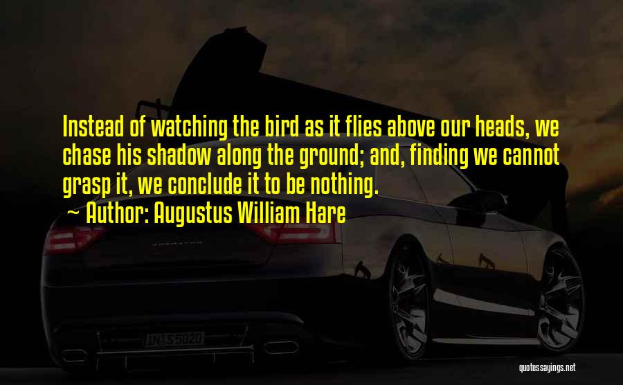 Augustus William Hare Quotes: Instead Of Watching The Bird As It Flies Above Our Heads, We Chase His Shadow Along The Ground; And, Finding