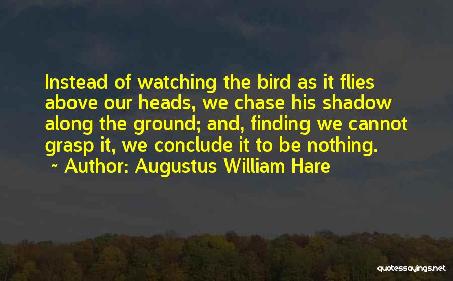 Augustus William Hare Quotes: Instead Of Watching The Bird As It Flies Above Our Heads, We Chase His Shadow Along The Ground; And, Finding