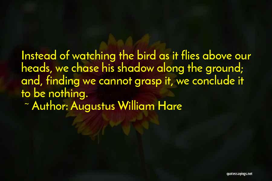 Augustus William Hare Quotes: Instead Of Watching The Bird As It Flies Above Our Heads, We Chase His Shadow Along The Ground; And, Finding