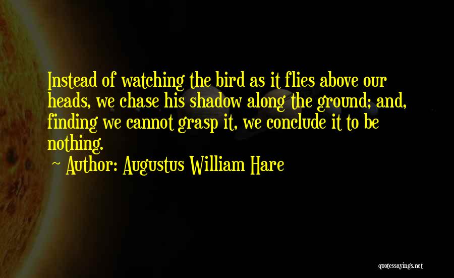 Augustus William Hare Quotes: Instead Of Watching The Bird As It Flies Above Our Heads, We Chase His Shadow Along The Ground; And, Finding