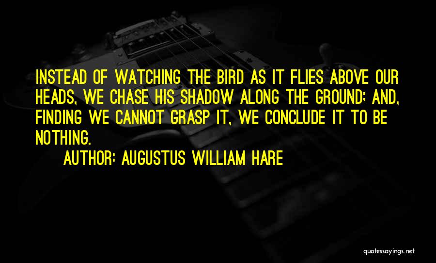Augustus William Hare Quotes: Instead Of Watching The Bird As It Flies Above Our Heads, We Chase His Shadow Along The Ground; And, Finding
