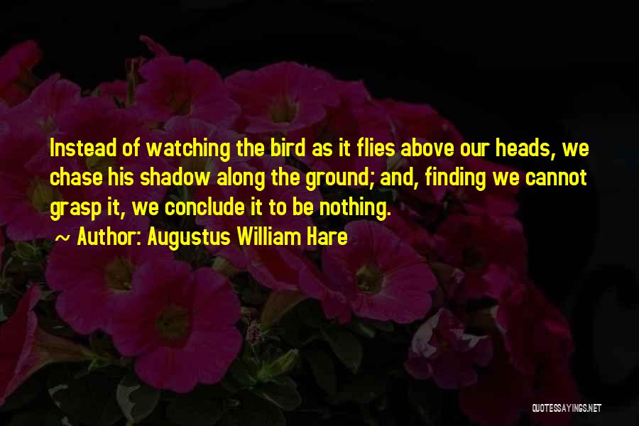 Augustus William Hare Quotes: Instead Of Watching The Bird As It Flies Above Our Heads, We Chase His Shadow Along The Ground; And, Finding