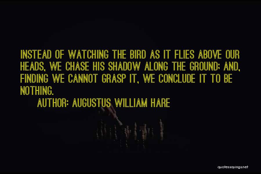 Augustus William Hare Quotes: Instead Of Watching The Bird As It Flies Above Our Heads, We Chase His Shadow Along The Ground; And, Finding