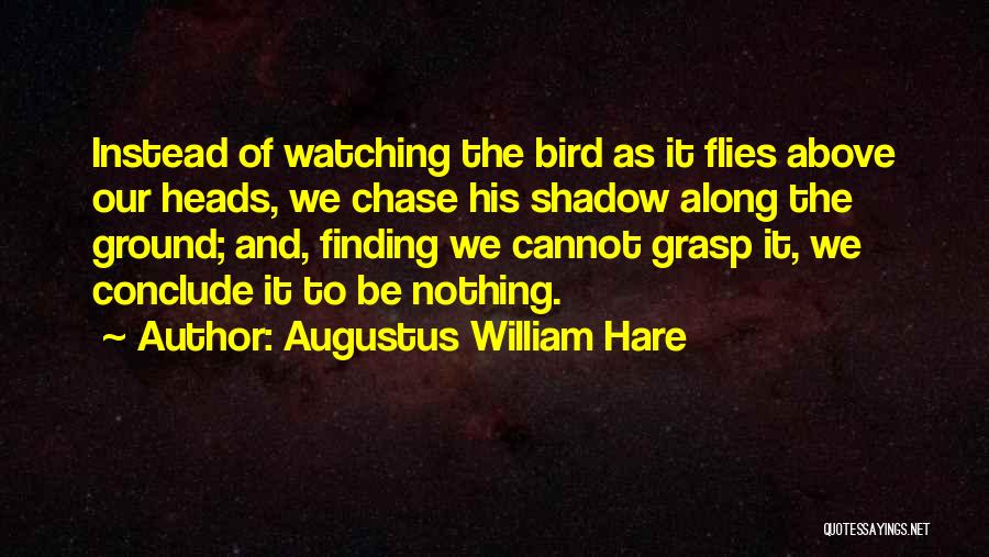 Augustus William Hare Quotes: Instead Of Watching The Bird As It Flies Above Our Heads, We Chase His Shadow Along The Ground; And, Finding