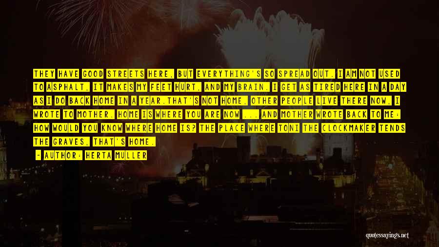 Herta Muller Quotes: They Have Good Streets Here, But Everything's So Spread Out. I Am Not Used To Asphalt, It Makes My Feet