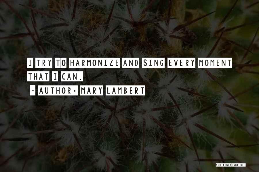 Mary Lambert Quotes: I Try To Harmonize And Sing Every Moment That I Can.