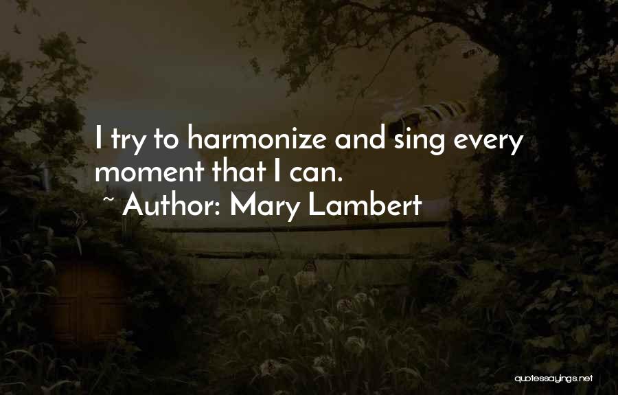 Mary Lambert Quotes: I Try To Harmonize And Sing Every Moment That I Can.