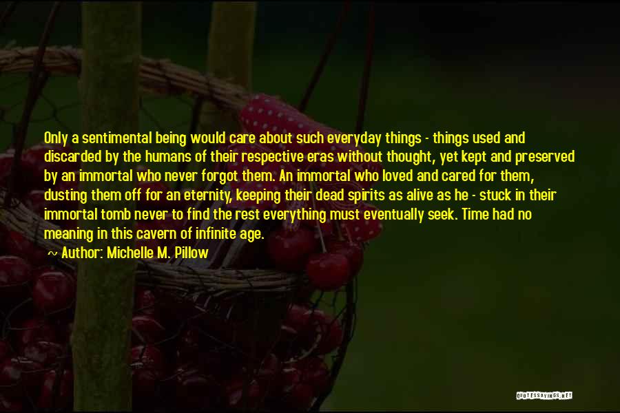 Michelle M. Pillow Quotes: Only A Sentimental Being Would Care About Such Everyday Things - Things Used And Discarded By The Humans Of Their