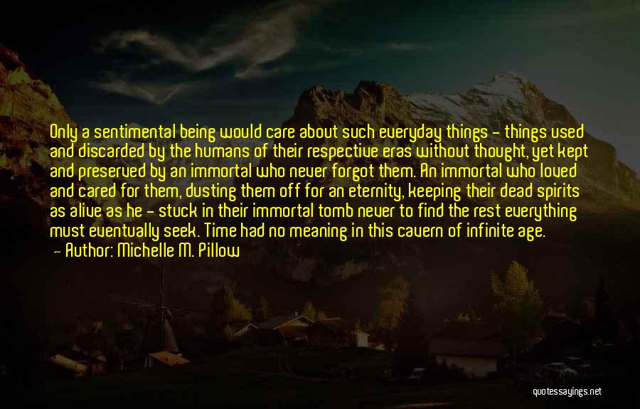 Michelle M. Pillow Quotes: Only A Sentimental Being Would Care About Such Everyday Things - Things Used And Discarded By The Humans Of Their