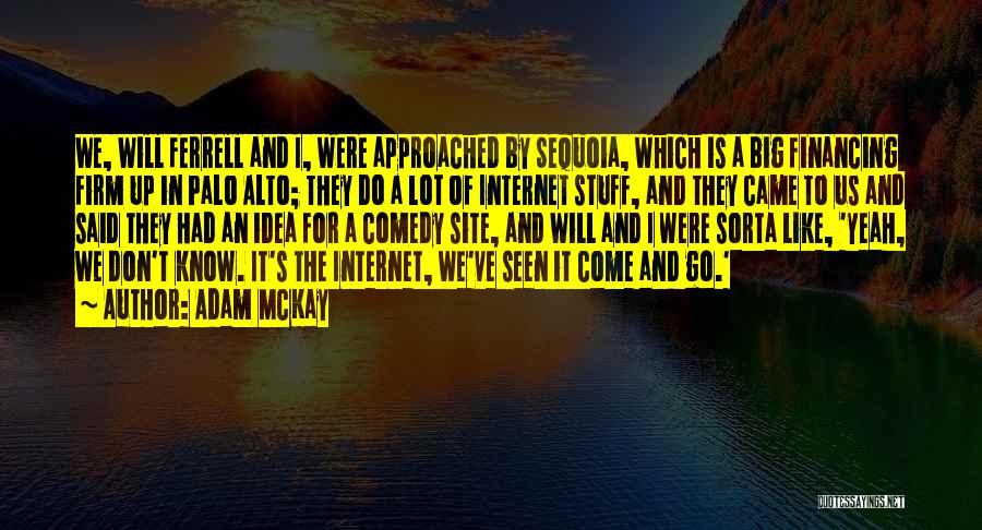 Adam McKay Quotes: We, Will Ferrell And I, Were Approached By Sequoia, Which Is A Big Financing Firm Up In Palo Alto; They