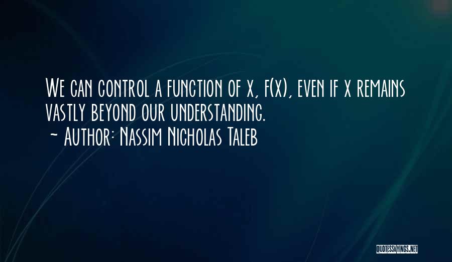 Nassim Nicholas Taleb Quotes: We Can Control A Function Of X, F(x), Even If X Remains Vastly Beyond Our Understanding.