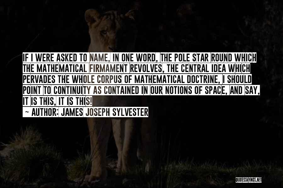 James Joseph Sylvester Quotes: If I Were Asked To Name, In One Word, The Pole Star Round Which The Mathematical Firmament Revolves, The Central