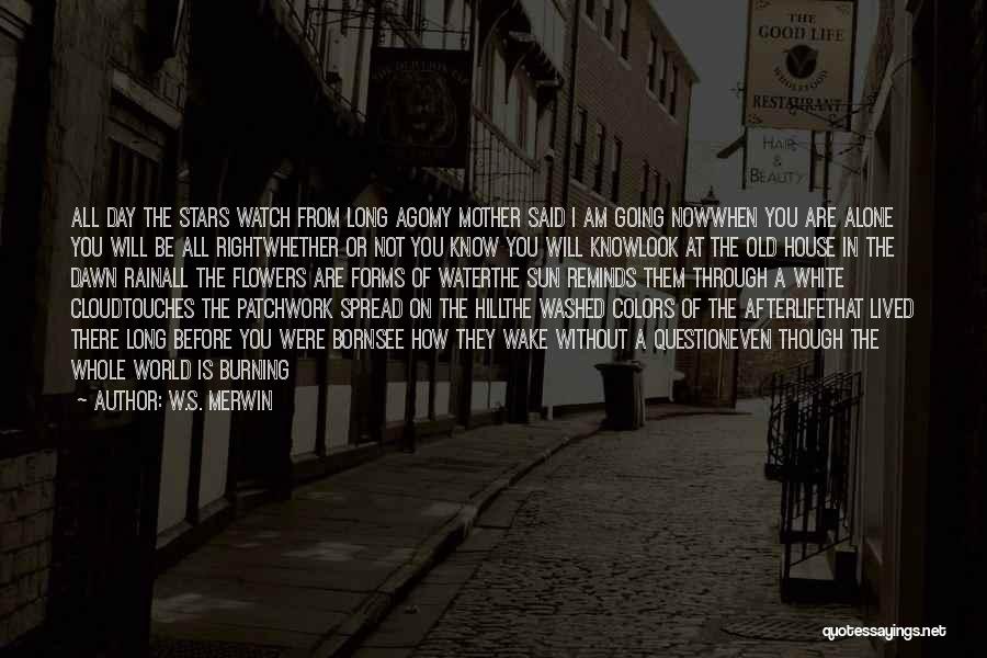 W.S. Merwin Quotes: All Day The Stars Watch From Long Agomy Mother Said I Am Going Nowwhen You Are Alone You Will Be