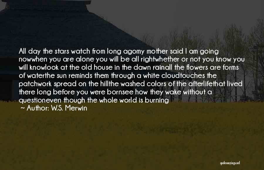 W.S. Merwin Quotes: All Day The Stars Watch From Long Agomy Mother Said I Am Going Nowwhen You Are Alone You Will Be