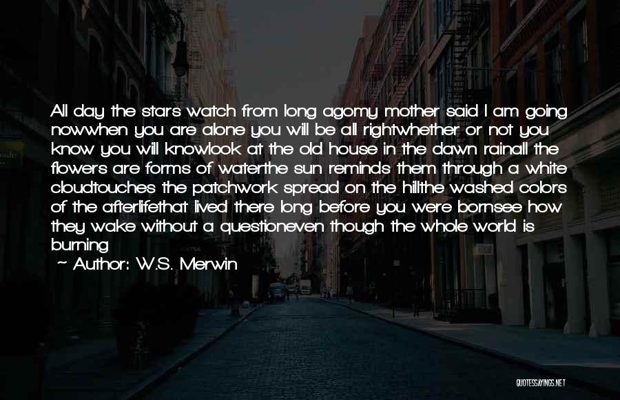 W.S. Merwin Quotes: All Day The Stars Watch From Long Agomy Mother Said I Am Going Nowwhen You Are Alone You Will Be