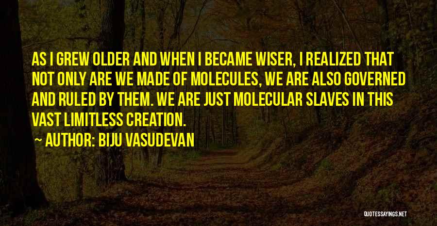 Biju Vasudevan Quotes: As I Grew Older And When I Became Wiser, I Realized That Not Only Are We Made Of Molecules, We