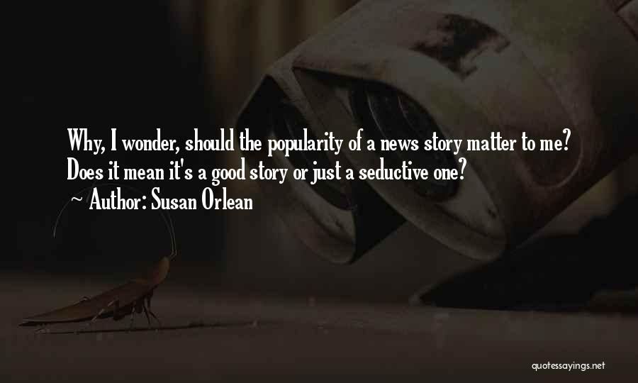 Susan Orlean Quotes: Why, I Wonder, Should The Popularity Of A News Story Matter To Me? Does It Mean It's A Good Story