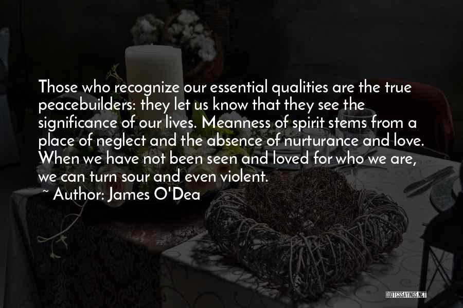 James O'Dea Quotes: Those Who Recognize Our Essential Qualities Are The True Peacebuilders: They Let Us Know That They See The Significance Of