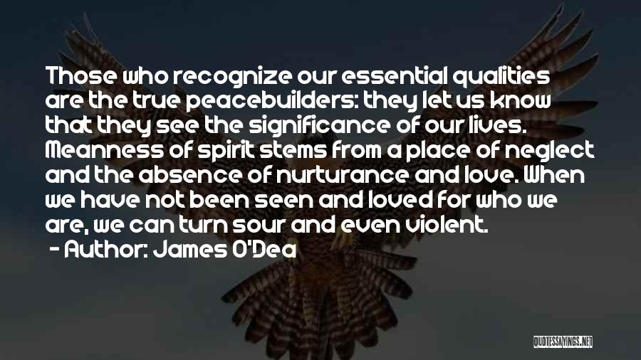 James O'Dea Quotes: Those Who Recognize Our Essential Qualities Are The True Peacebuilders: They Let Us Know That They See The Significance Of
