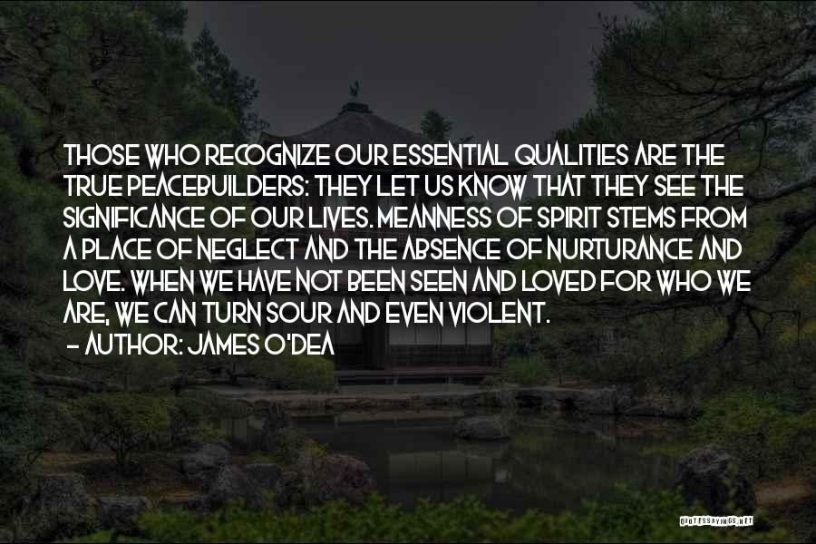 James O'Dea Quotes: Those Who Recognize Our Essential Qualities Are The True Peacebuilders: They Let Us Know That They See The Significance Of
