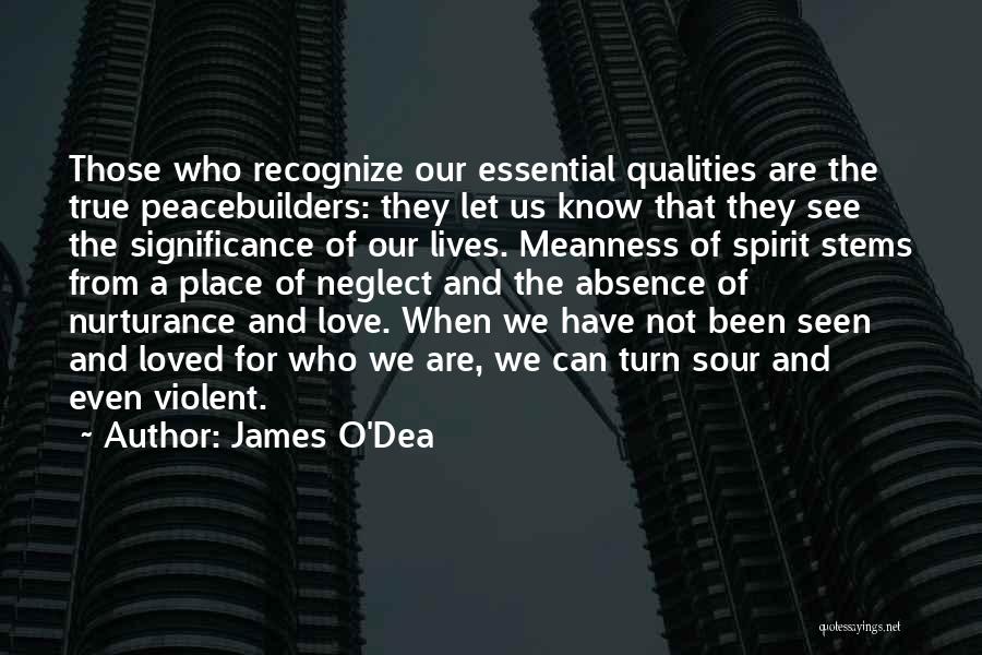 James O'Dea Quotes: Those Who Recognize Our Essential Qualities Are The True Peacebuilders: They Let Us Know That They See The Significance Of