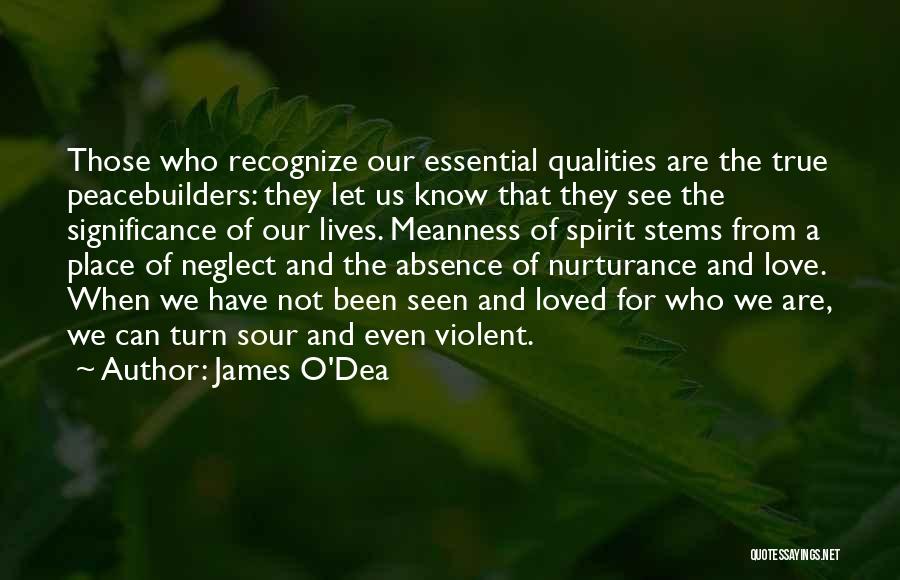 James O'Dea Quotes: Those Who Recognize Our Essential Qualities Are The True Peacebuilders: They Let Us Know That They See The Significance Of