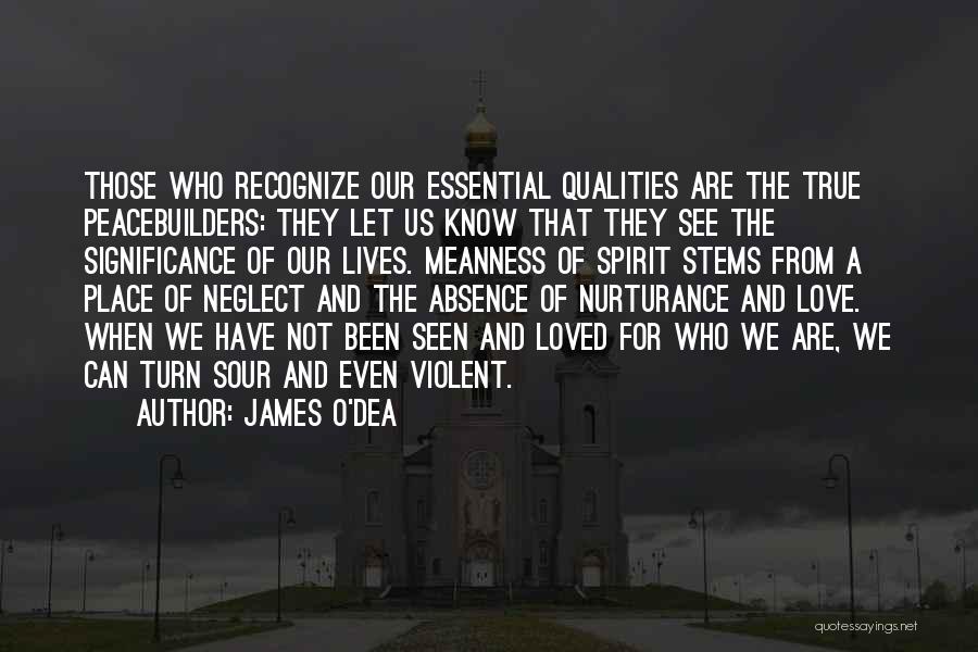 James O'Dea Quotes: Those Who Recognize Our Essential Qualities Are The True Peacebuilders: They Let Us Know That They See The Significance Of
