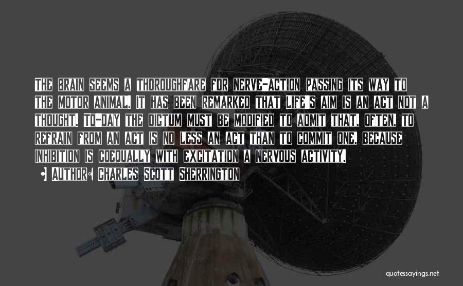 Charles Scott Sherrington Quotes: The Brain Seems A Thoroughfare For Nerve-action Passing Its Way To The Motor Animal. It Has Been Remarked That Life's