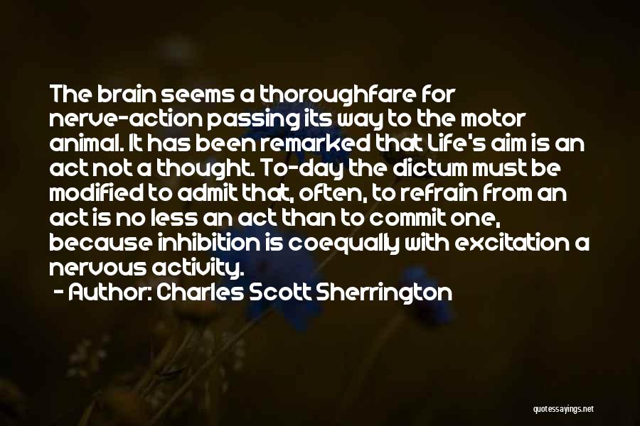 Charles Scott Sherrington Quotes: The Brain Seems A Thoroughfare For Nerve-action Passing Its Way To The Motor Animal. It Has Been Remarked That Life's