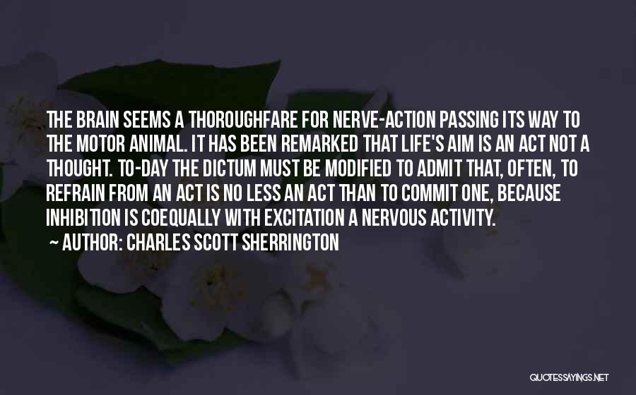 Charles Scott Sherrington Quotes: The Brain Seems A Thoroughfare For Nerve-action Passing Its Way To The Motor Animal. It Has Been Remarked That Life's