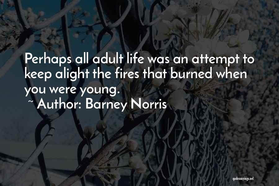 Barney Norris Quotes: Perhaps All Adult Life Was An Attempt To Keep Alight The Fires That Burned When You Were Young.