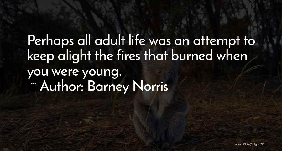 Barney Norris Quotes: Perhaps All Adult Life Was An Attempt To Keep Alight The Fires That Burned When You Were Young.