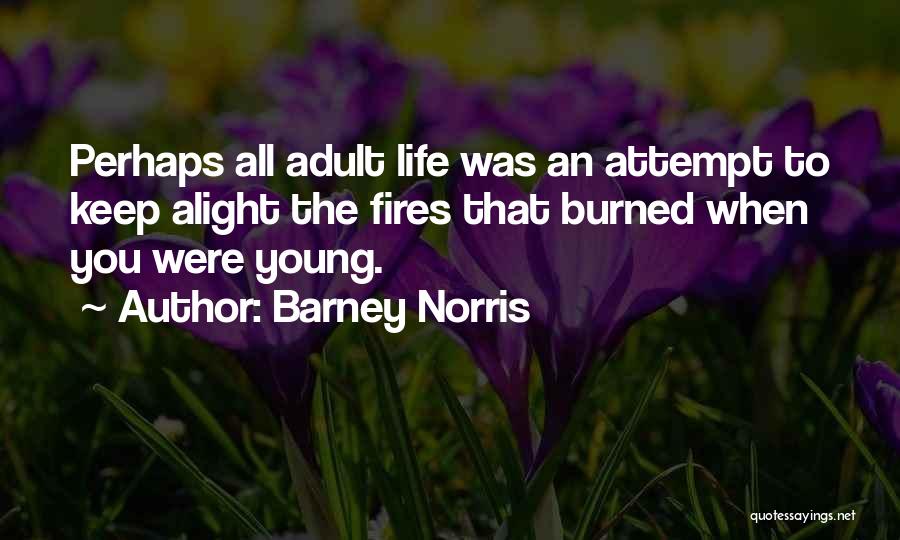 Barney Norris Quotes: Perhaps All Adult Life Was An Attempt To Keep Alight The Fires That Burned When You Were Young.