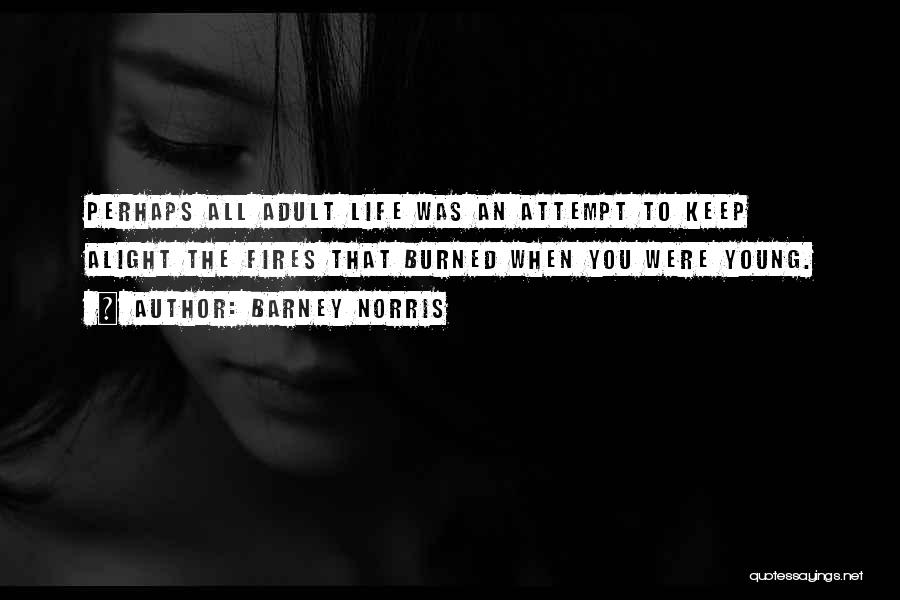Barney Norris Quotes: Perhaps All Adult Life Was An Attempt To Keep Alight The Fires That Burned When You Were Young.