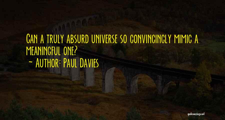 Paul Davies Quotes: Can A Truly Absurd Universe So Convincingly Mimic A Meaningful One?