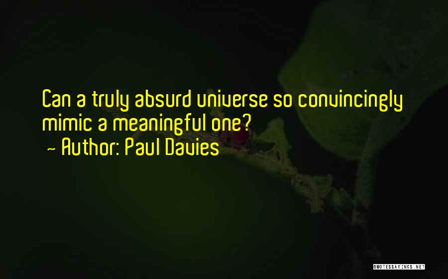 Paul Davies Quotes: Can A Truly Absurd Universe So Convincingly Mimic A Meaningful One?