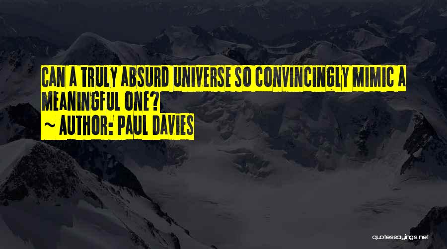 Paul Davies Quotes: Can A Truly Absurd Universe So Convincingly Mimic A Meaningful One?