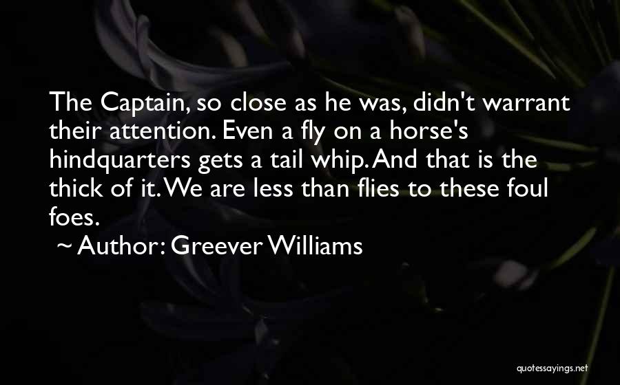 Greever Williams Quotes: The Captain, So Close As He Was, Didn't Warrant Their Attention. Even A Fly On A Horse's Hindquarters Gets A