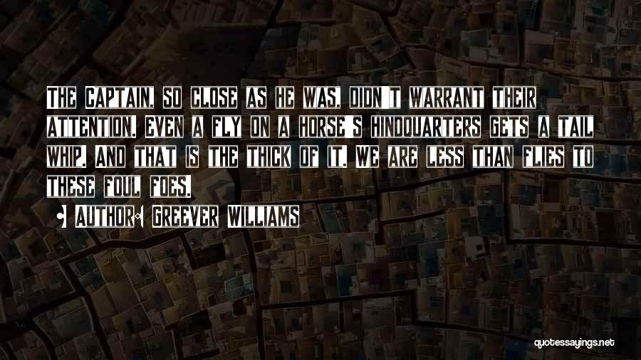 Greever Williams Quotes: The Captain, So Close As He Was, Didn't Warrant Their Attention. Even A Fly On A Horse's Hindquarters Gets A