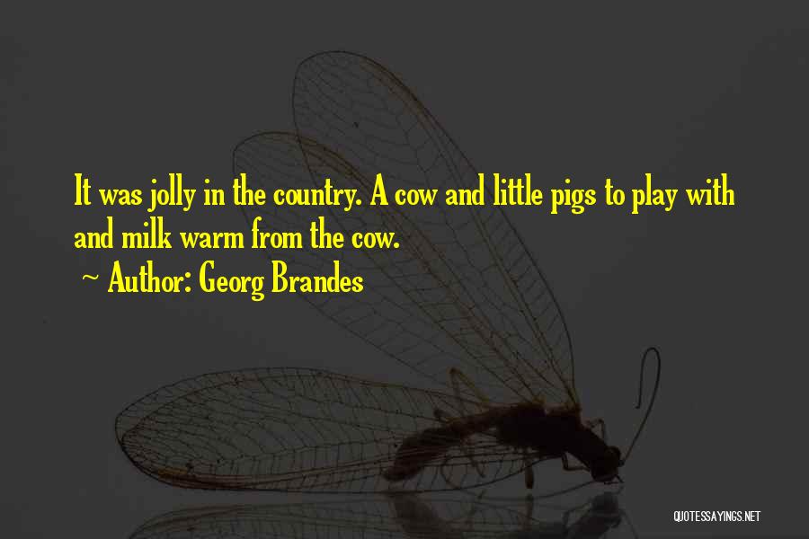 Georg Brandes Quotes: It Was Jolly In The Country. A Cow And Little Pigs To Play With And Milk Warm From The Cow.