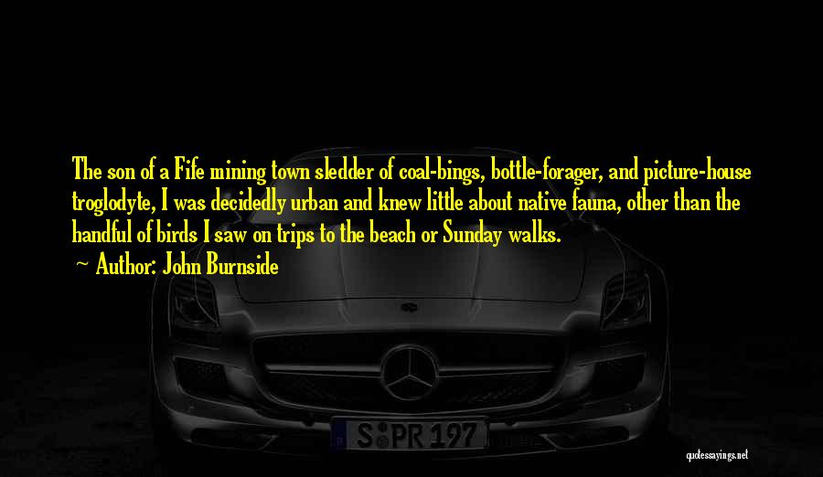 John Burnside Quotes: The Son Of A Fife Mining Town Sledder Of Coal-bings, Bottle-forager, And Picture-house Troglodyte, I Was Decidedly Urban And Knew