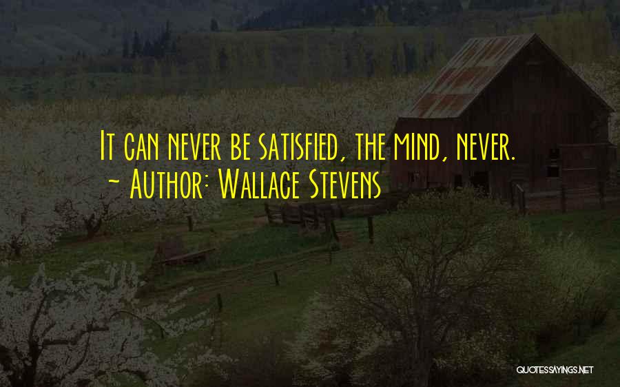 Wallace Stevens Quotes: It Can Never Be Satisfied, The Mind, Never.