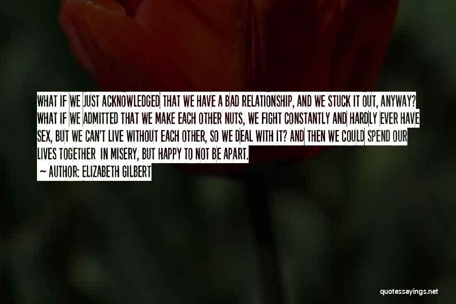 Elizabeth Gilbert Quotes: What If We Just Acknowledged That We Have A Bad Relationship, And We Stuck It Out, Anyway? What If We