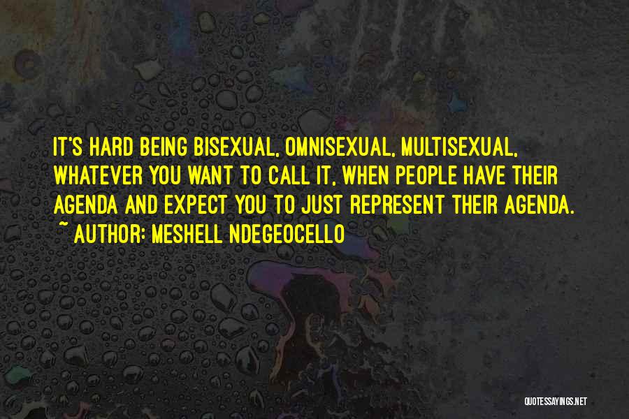 Meshell Ndegeocello Quotes: It's Hard Being Bisexual, Omnisexual, Multisexual, Whatever You Want To Call It, When People Have Their Agenda And Expect You