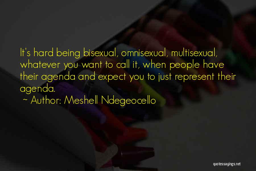 Meshell Ndegeocello Quotes: It's Hard Being Bisexual, Omnisexual, Multisexual, Whatever You Want To Call It, When People Have Their Agenda And Expect You